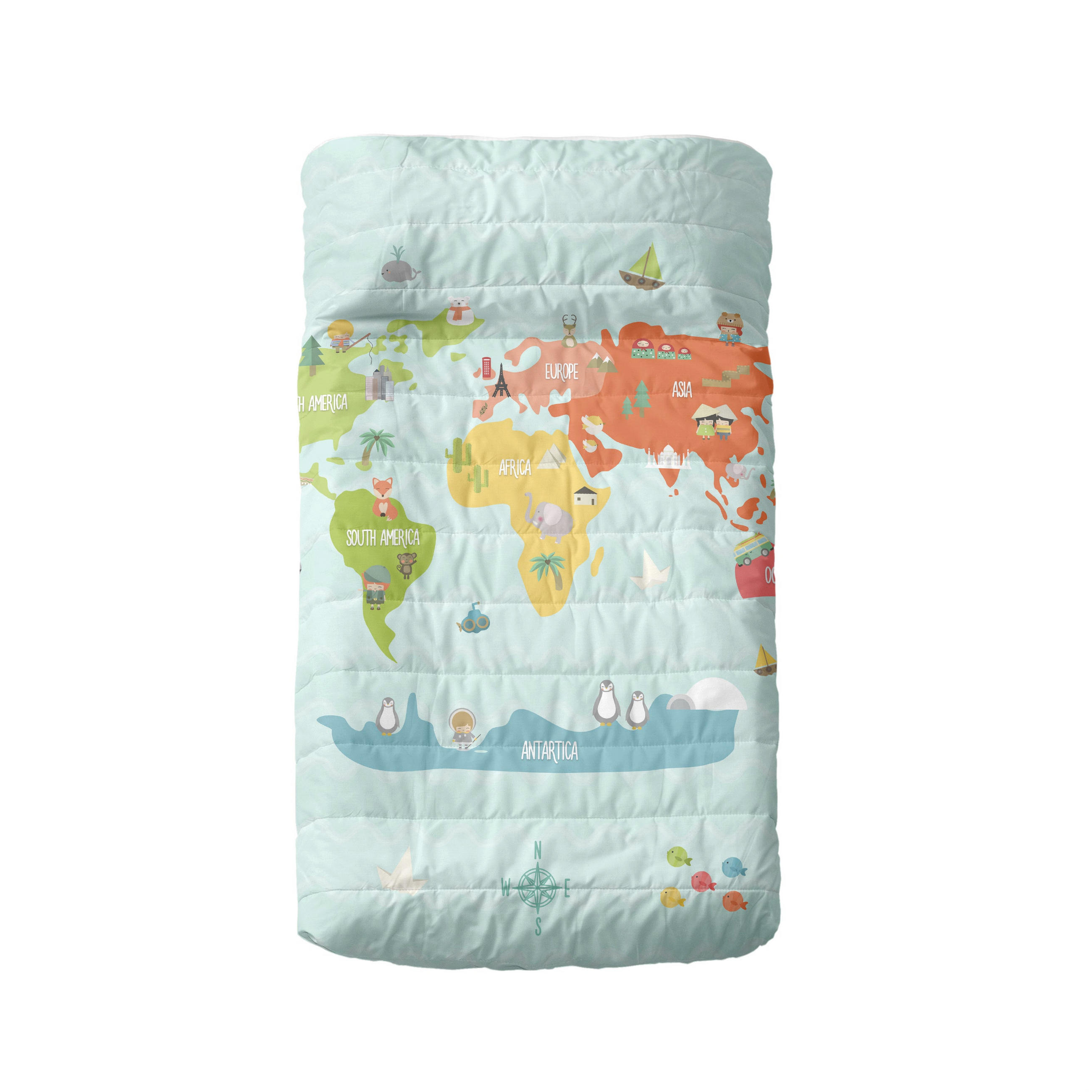 TAGESDECKE world map 100x130 cm (kinderbett) mehrfarbig - Multicolor, Textil (100/130cm) - Happy Friday