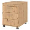 ROLLCONTAINER - 3 Materialschubladen 58/42,8/59 cm in Wildeiche Bügelgriff (Metall) - Wildeiche, Holzwerkstoff (42.8/59/58cm) - bümö