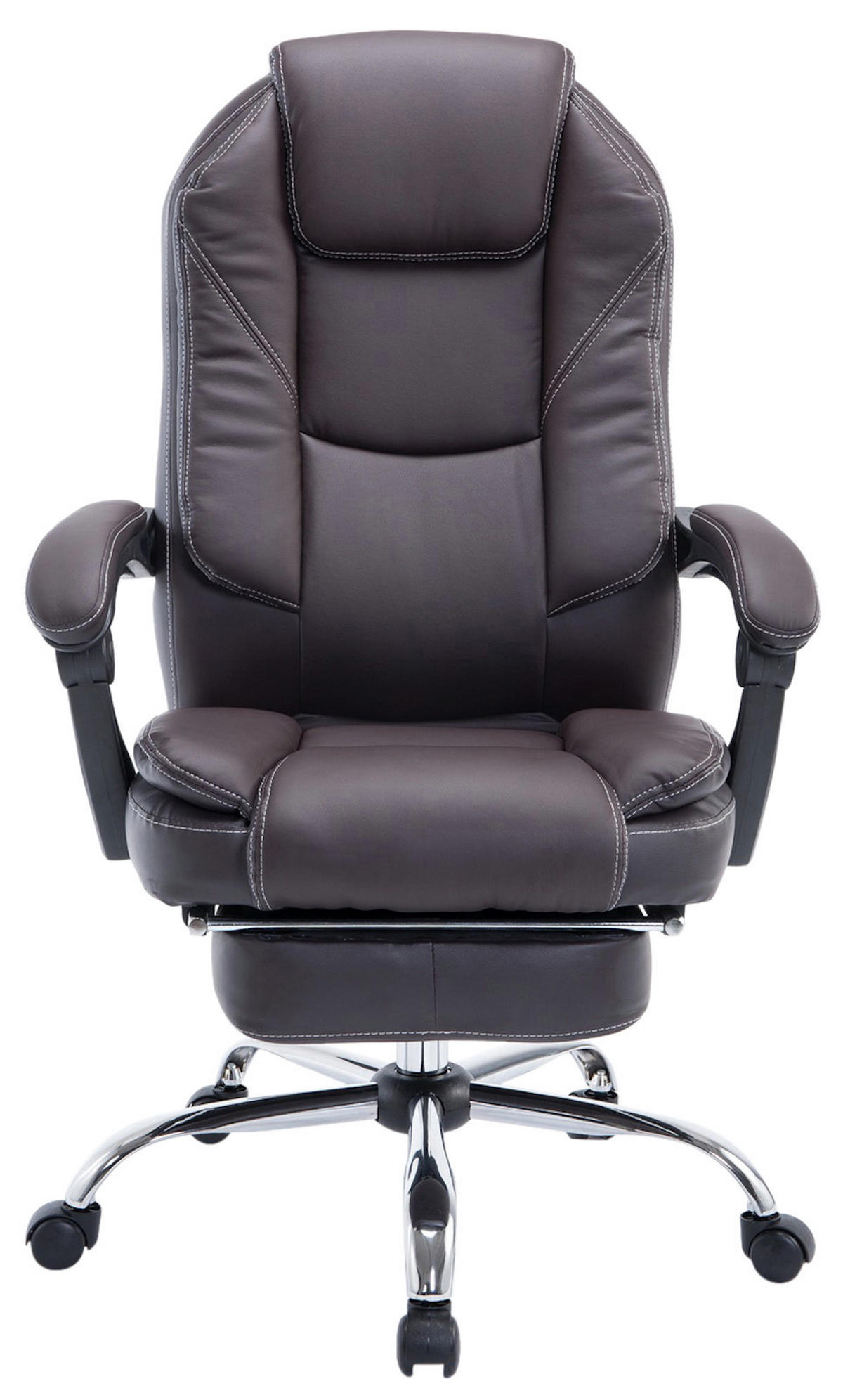 CHEFSESSEL Lederlook Braun - Chromfarben/Braun, Textil/Metall (67/114/64cm) - CLP