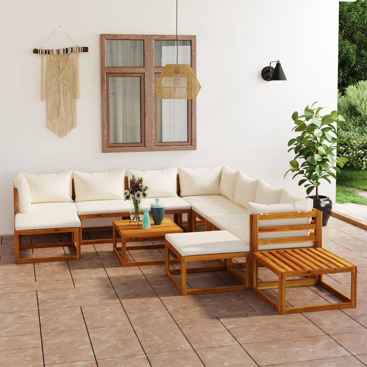 GARTENSET Reidhead 12-teilig - Creme, Holzwerkstoff - Nettlife