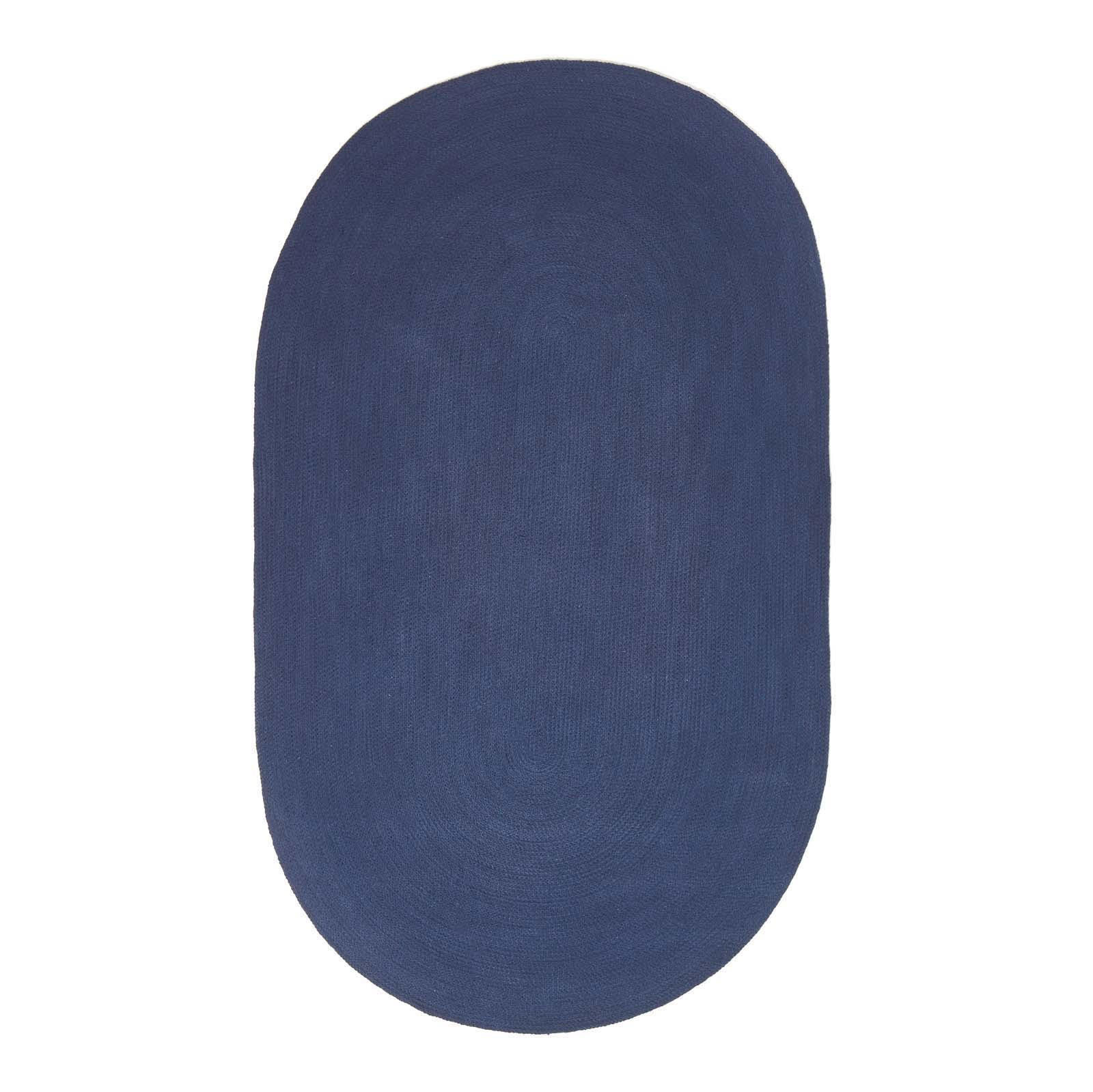 TEPPICH geflochten oval 110/170 cm - Dunkelblau, Textil (110/170cm) - Homescapes