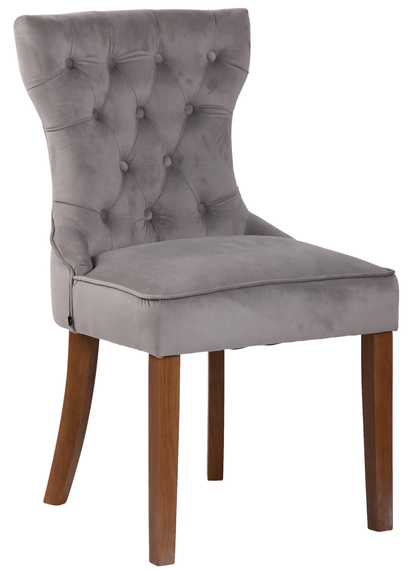 STUHL Samt grau - Naturfarben/Grau, Holz/Textil (51/90/59cm) - CLP