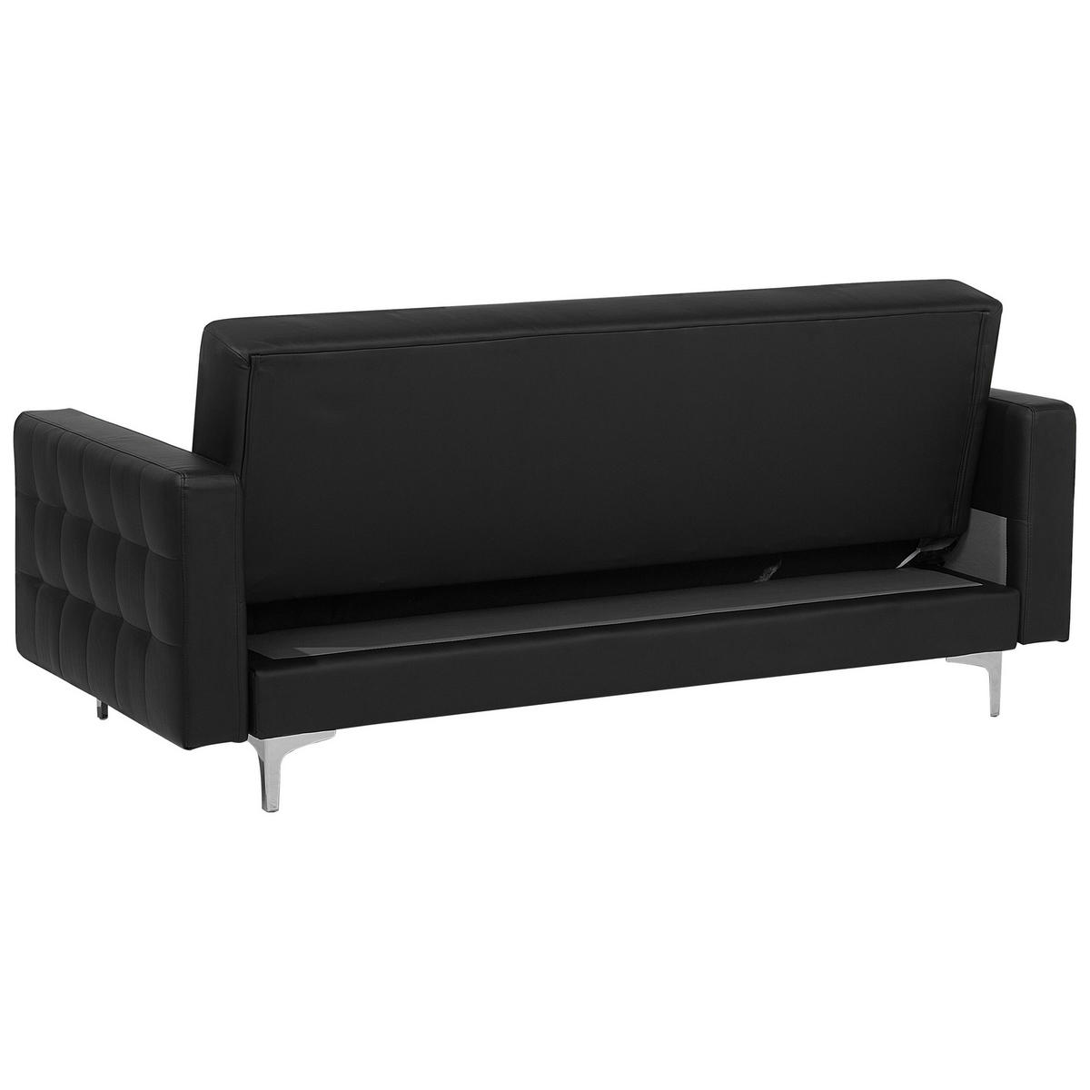 3-SITZER-SCHLAFSOFA Kunstleder Schwarz Aberdeen - Schwarz, Textil (186/83/88cm) - Beliani