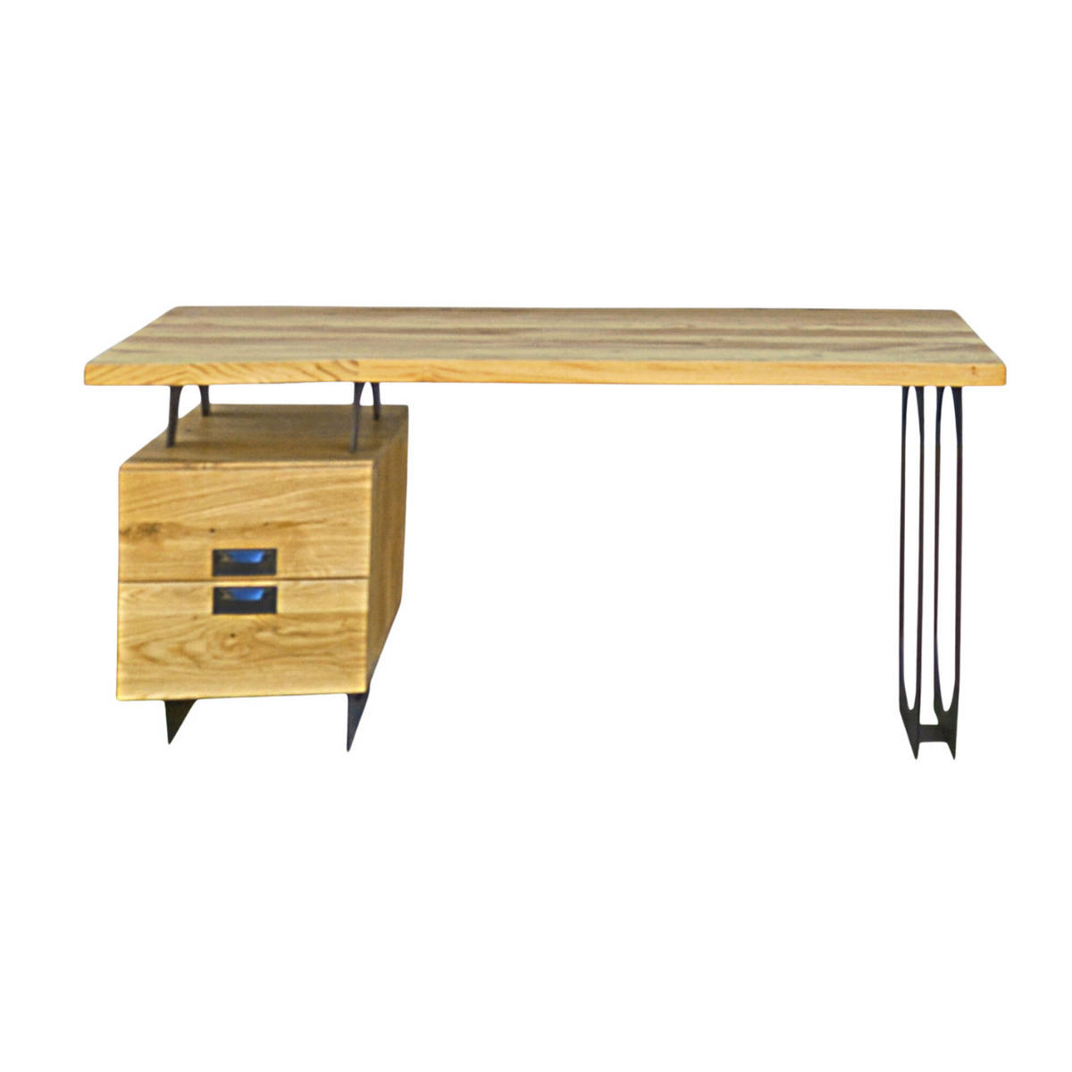 SCHREIBTISCH mit Metallbeinen fürs Büro & Office WALT - Eichefarben, Holz (70/150/75cm) - Rawood Furniture