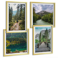 BILDER SET 4er Set - 50x50 cm & 40x60 cm Goldrahmen - Berge, Seen, Wälder, Wege - Goldfarben, Kunststoff (50/50cm) - TULUP