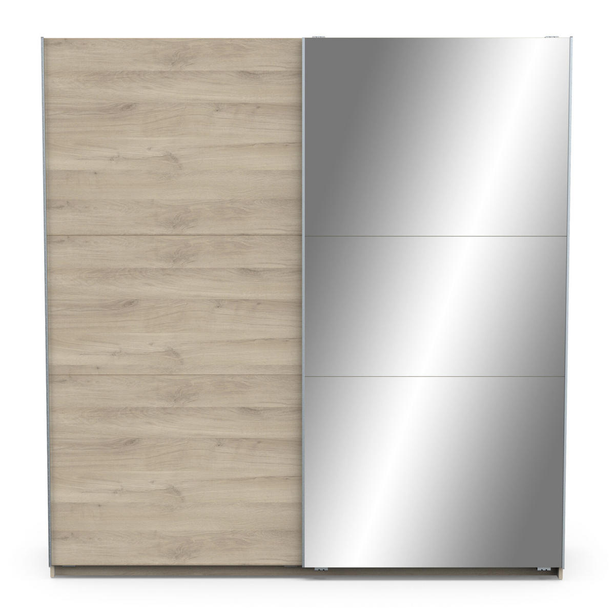 KLEIDERSCHRANK, 2 Schiebetüren mit Spiegel - GHOST - Eiche - 194,5 x 59,9 x 203 cm - Beige, Holz (59.9/203/148cm) - Demeyere