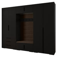 GARDEROBEN-SET 236,7/300/47 - Schwarz/Braun, Holz/Kunststoff (300/236.7/47cm) - Abiks Möbel