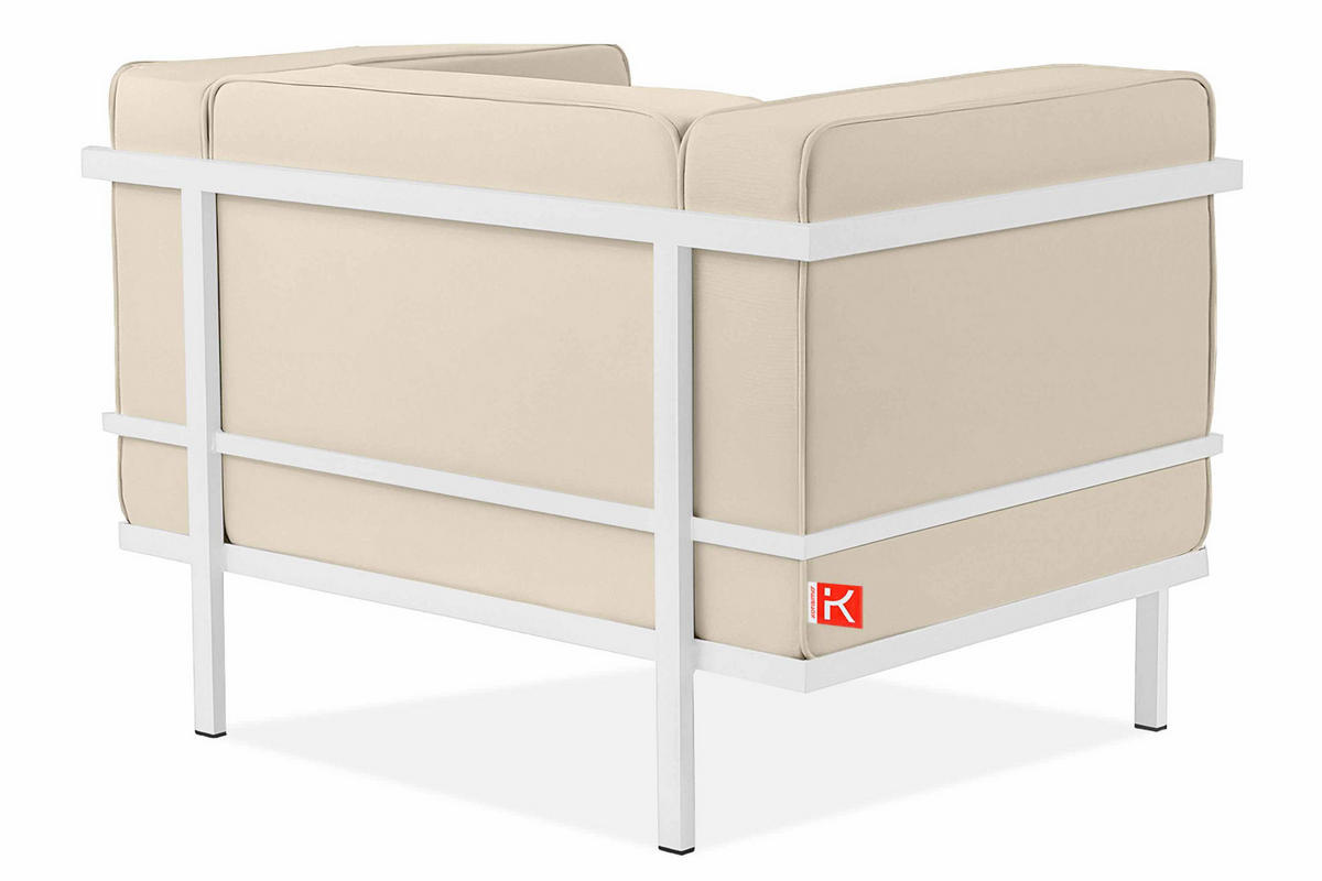 GARTENSESSEL TRIGLO Stahlgestell, Modern, Weiß/Cremeweiß - Creme/Weiß, Textil/Metall (99/70/69cm) - KONSIMO®
