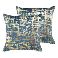DEKOKISSEN 2er-Set Blau 45/45 cm Gardenia - Blau, Textil (45/45cm) - Beliani