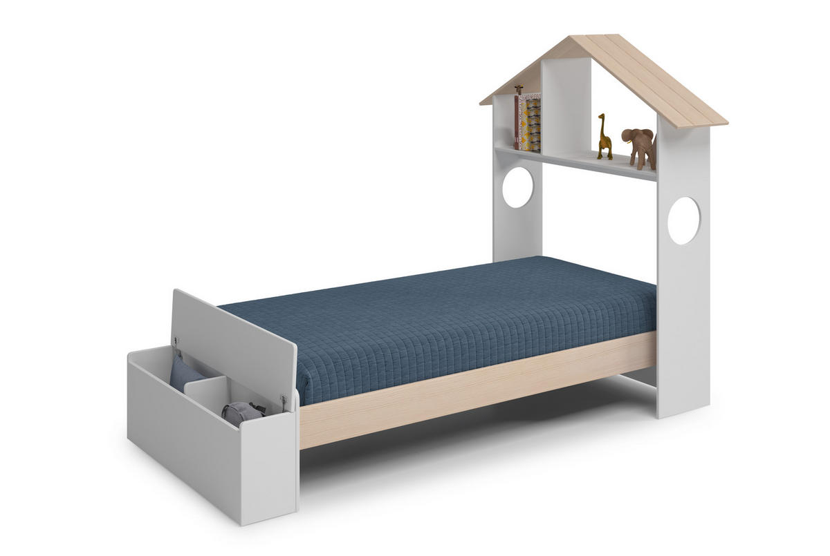 KINDERBETT Odessa Weiß 216/128/153 cm - Weiß, Holz (90/190cm) - Calicosy