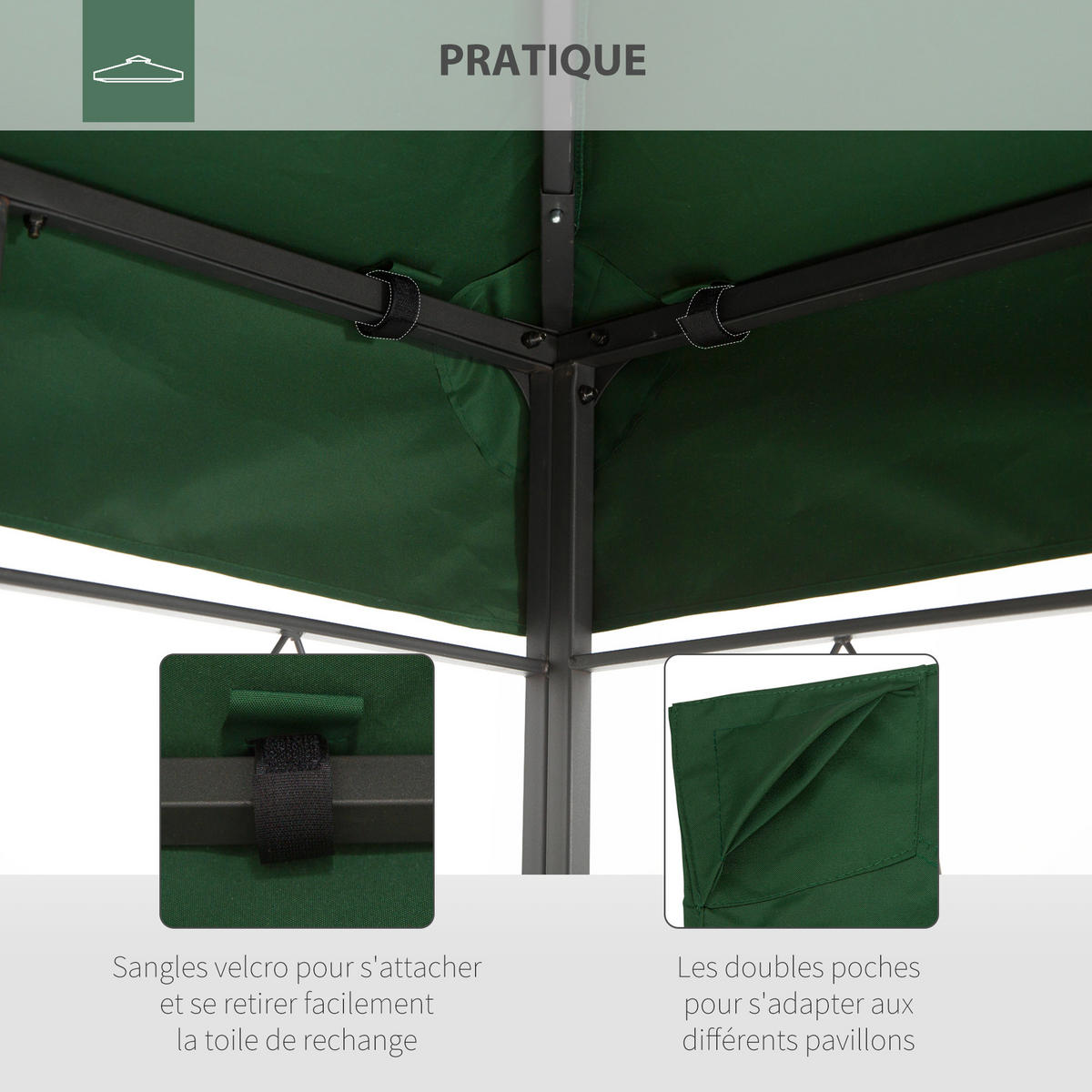 ERSATZDACH DE-12766 300/400 cm 180 g/m² Doppeldach mit 10 Drainageebenen Grün - Grün, Textil (400/1/300cm) - ComfortXL