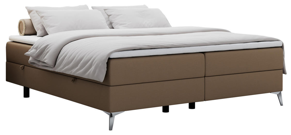 BOXBETT LESS 200/200 Braun Kunstleder - H4 - Braun, Holz/Textil (200/200cm) - MKS