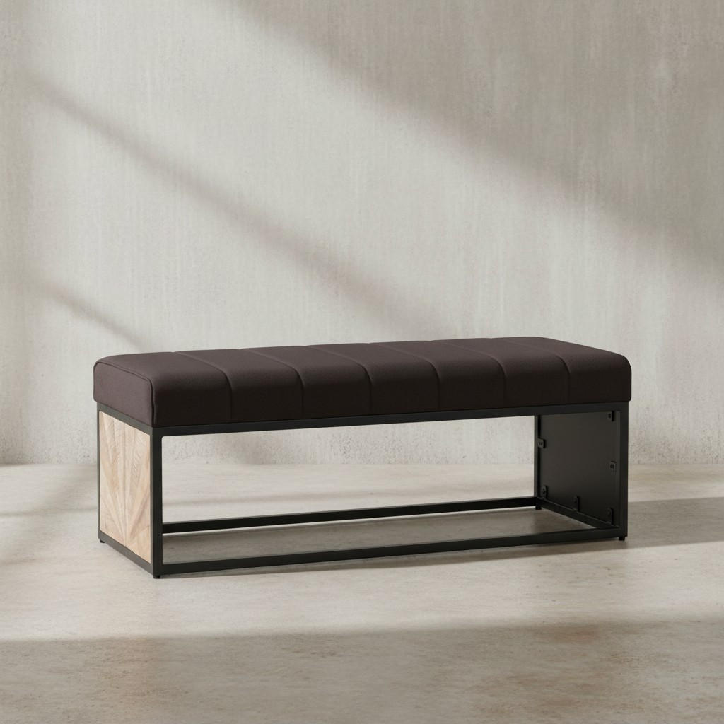 SITZBANK – Metall, Retro-Look, Rillenmuster - Schwarz, Textil/Metall (105/40/40cm) - KADIMA DESIGN