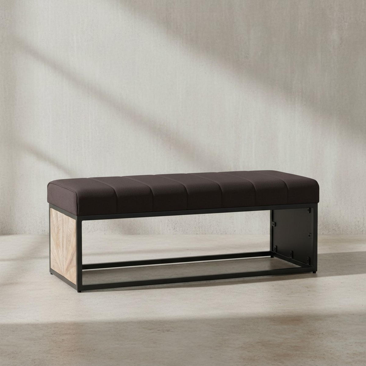 SITZBANK – Metall, Retro-Look, Rillenmuster - Schwarz, Textil/Metall (105/40/40cm) - KADIMA DESIGN