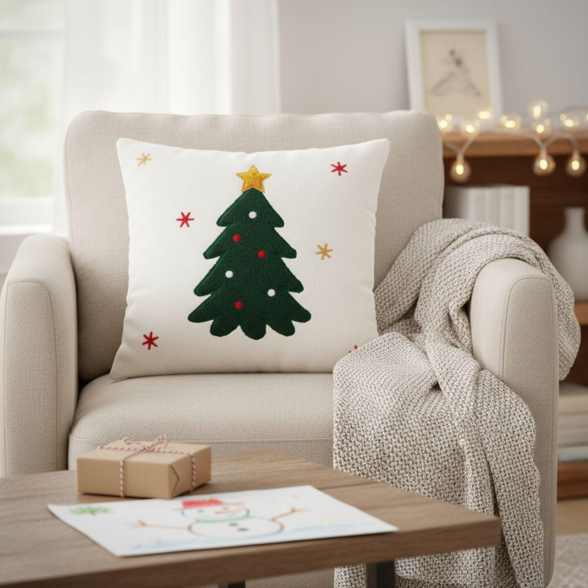 KISSEN Weihnachtsmotiv 44/44 cm weiß - Weiß, Textil (44cm) - Home Styling Collection