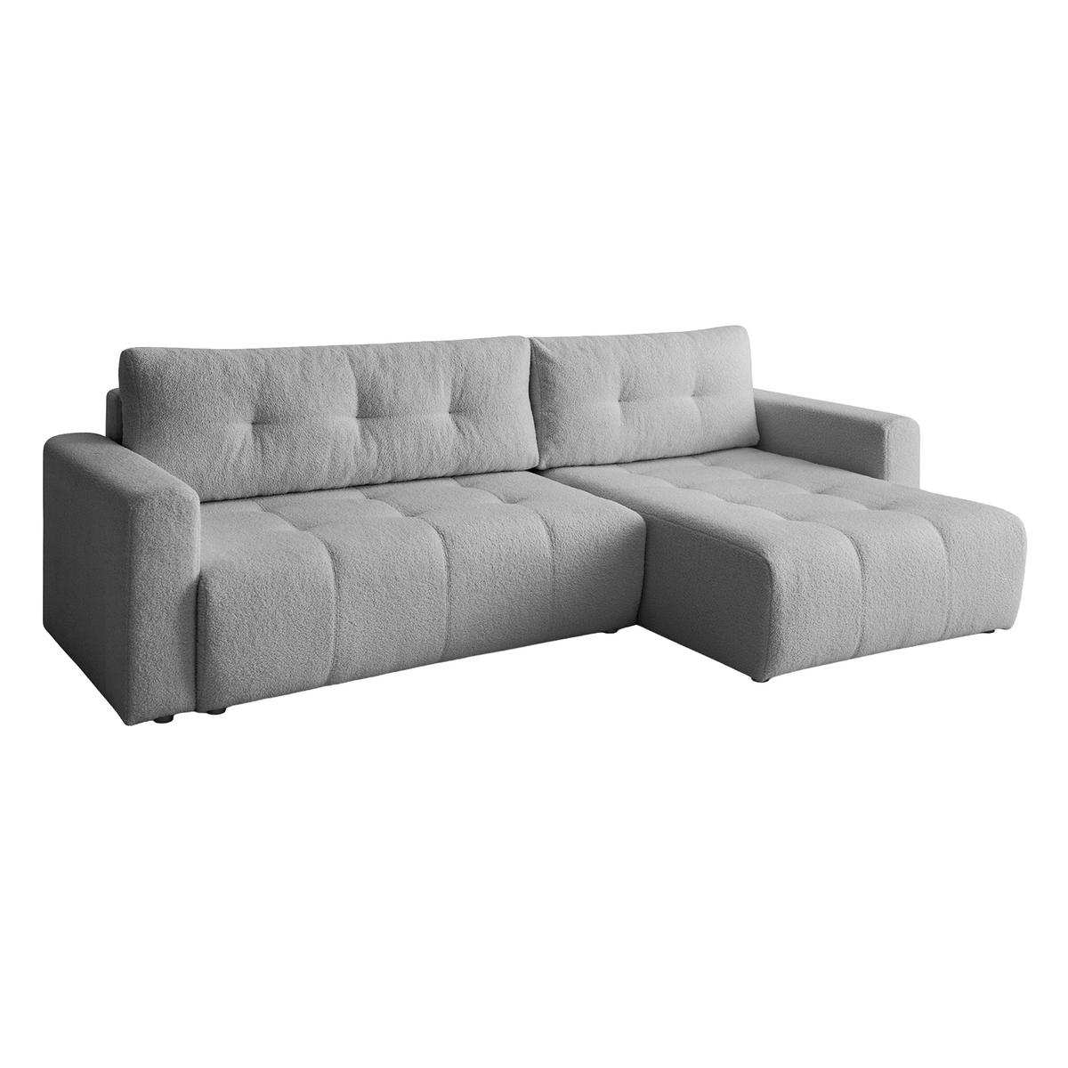 ECKSOFA WALONGO mit Schlaffunktion, Hellgrau - Hellgrau, Textil (261/143cm) - Fedve