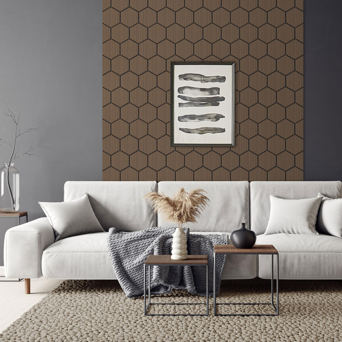 AKUSTIKPANEEL Echtholz 2er Set Braun Hexagon - Braun, Holzwerkstoff (2.1/81.1/66.6cm) - ML-DESIGN