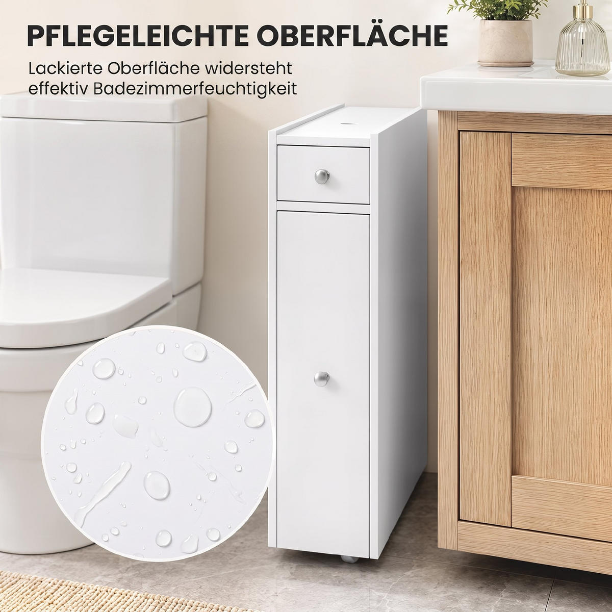 BADEZIMMERSCHRANK MDF PU-Papier Weiß - Weiß, Holzwerkstoff/Kunststoff (16/58/48cm) - HOMCOM
