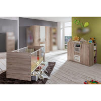 BABYZIMMER Cariba in Eiche San Remo und Weiß 7 teilig - Braun, Holzwerkstoff (120/200/80cm)