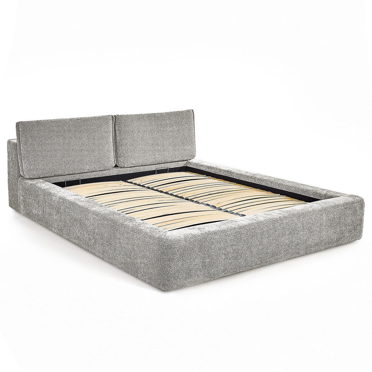 POLSTERBETT - Silberfarben, Textil (160/200cm) - home24