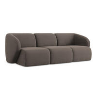 3-SITZER SOFA Bouclé Stoff Braun - Schwarz/Mokka, Holzwerkstoff/Kunststoff (244/75/94cm) - Makamii