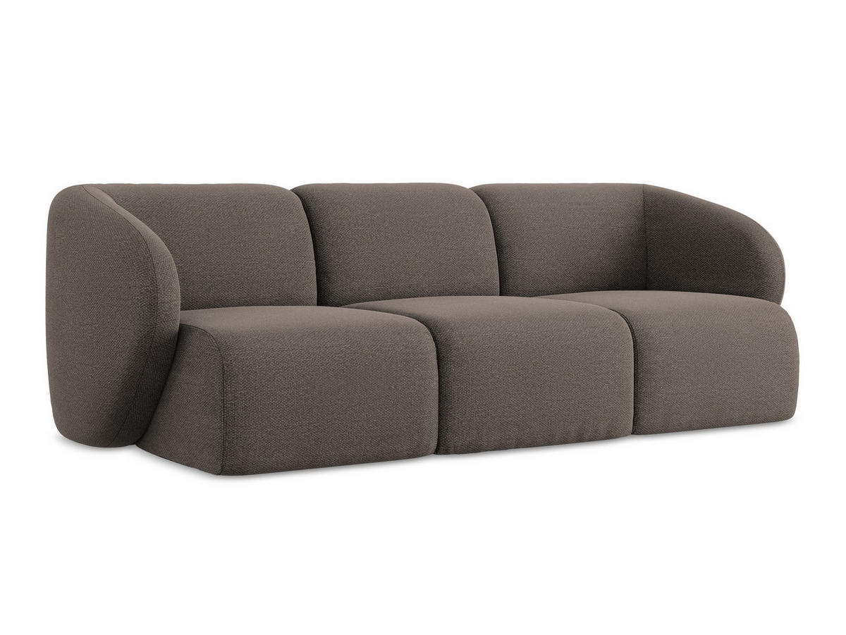 3-SITZER SOFA Bouclé Stoff Braun - Schwarz/Mokka, Holzwerkstoff/Kunststoff (244/75/94cm) - Makamii