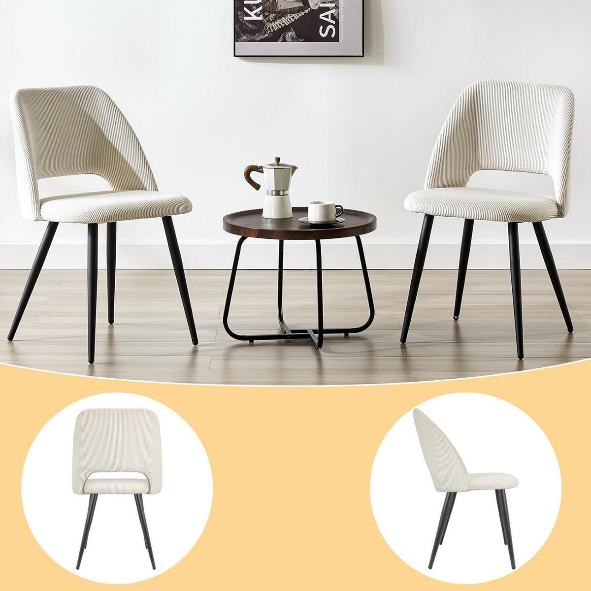 ESSZIMMERSTÜHLE 2er Set Kordsamt Beige mit Metallbeinen - Beige, Textil (48/80/45cm)