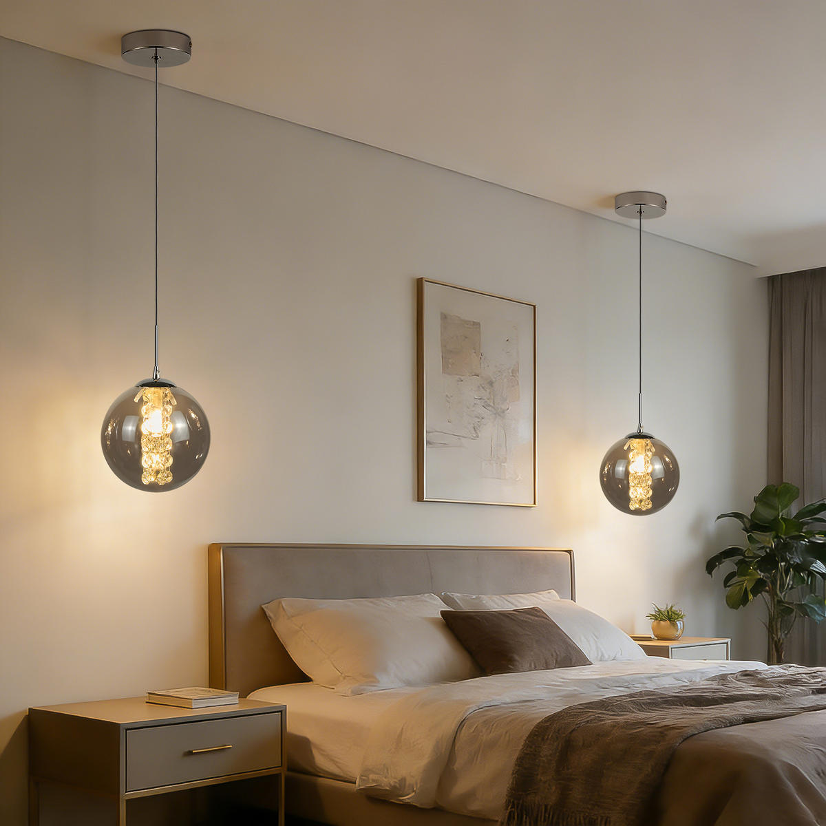 PENDELLEUCHTE Calenor 15/10/150 cm - Grau, Glas (15/10/150cm) - ZMH