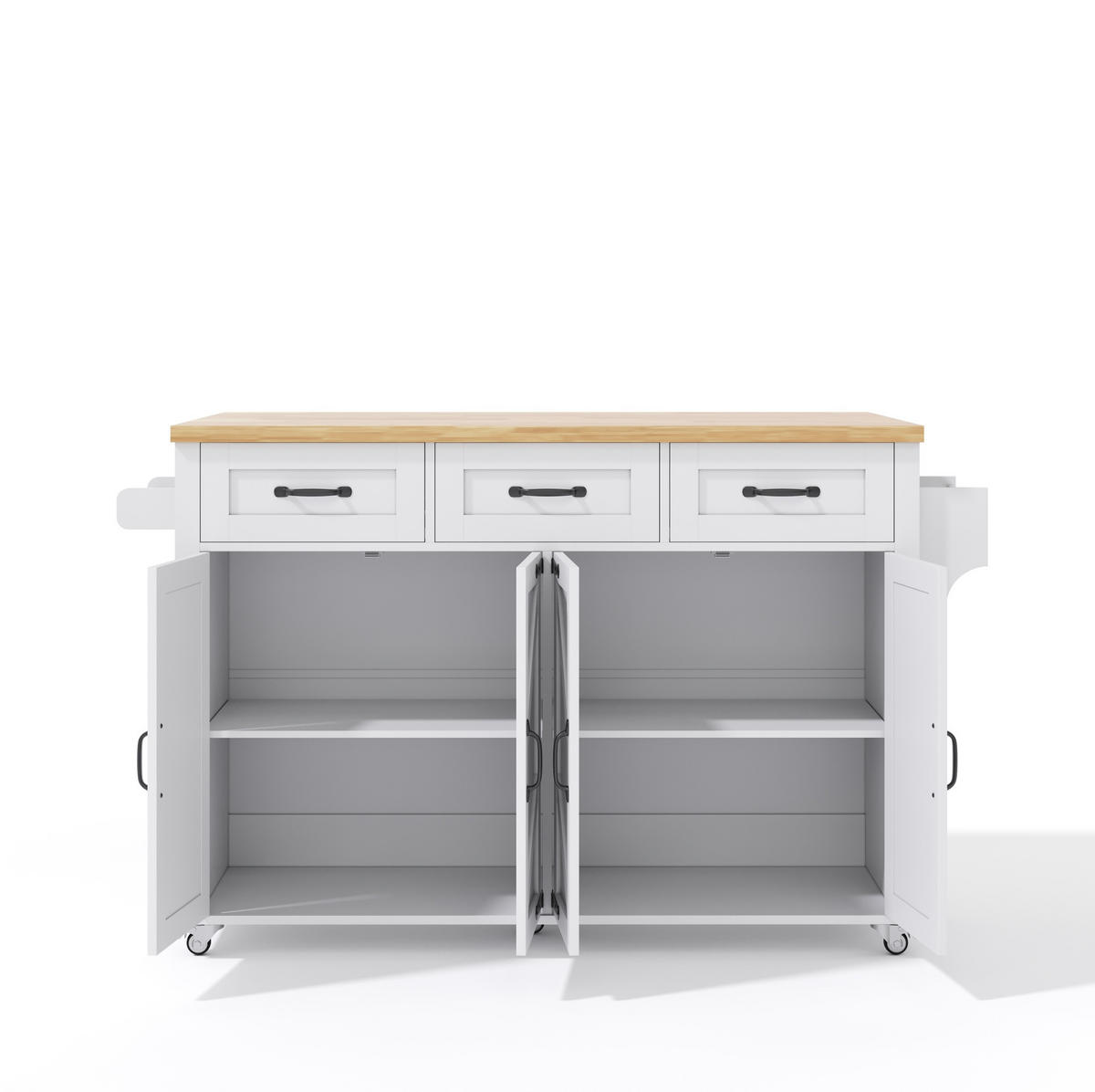 KÜCHENINSEL 140/43-70/90,5 cm aus MDF mit klappbarer Arbeitsplatte Weiß/Natur - Weiß, Holzwerkstoff (140/90.5/70cm) - Modenvie