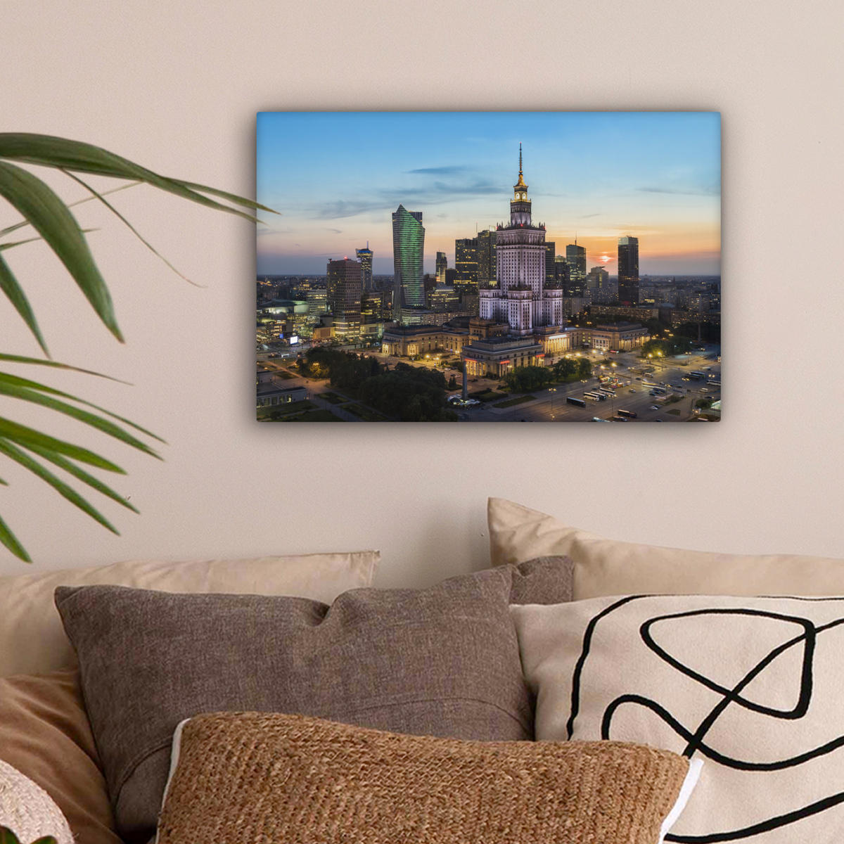 LEINWANDBILD Polen - Sonne - Warschau Deko Schlafzimmer 30x20 cm - Blau, Textil (30/20cm) - MuchoWow