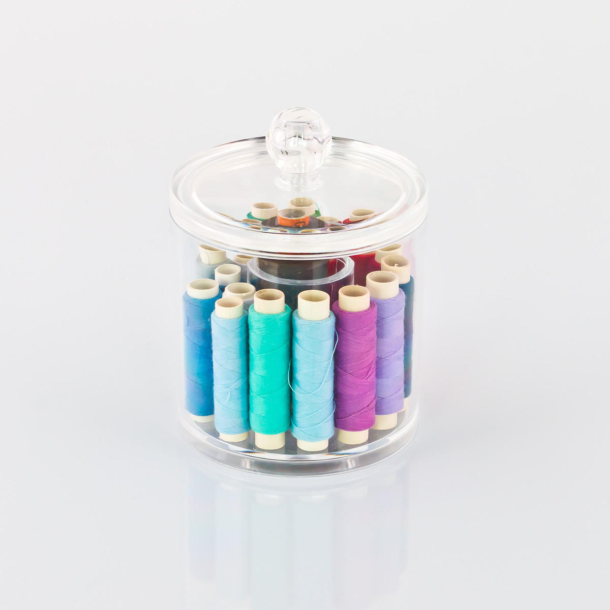 WATTESTÄBCHEN Behälter mit Deckel, rund - Transparent, Kunststoff (10/12.5/10cm) - bremermann