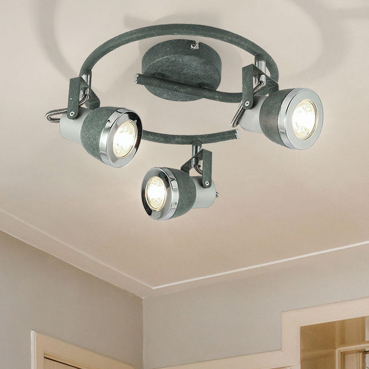 LED DECKENLEUCHTE Spotleuchte Metall Steingrau - Grau, Metall (25.5/25.5/16cm) - Globo Lighting