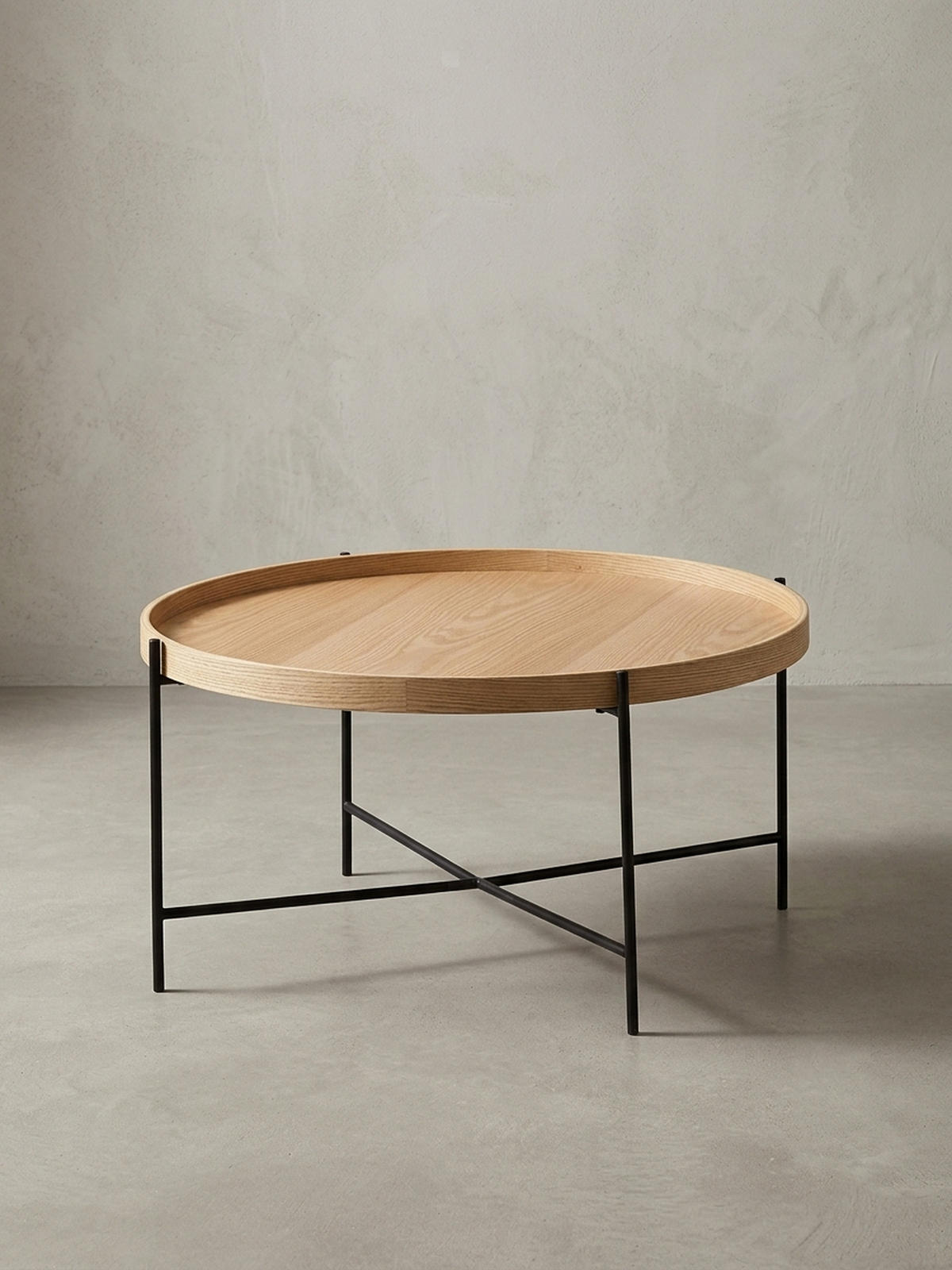 COUCHTISCH Eichenholz Furnier mit stabilem Metallgestell, Modernes zeitloses Design - Schwarz/Braun, Holz/Metall (78/78/40cm) - KADIMA DESIGN