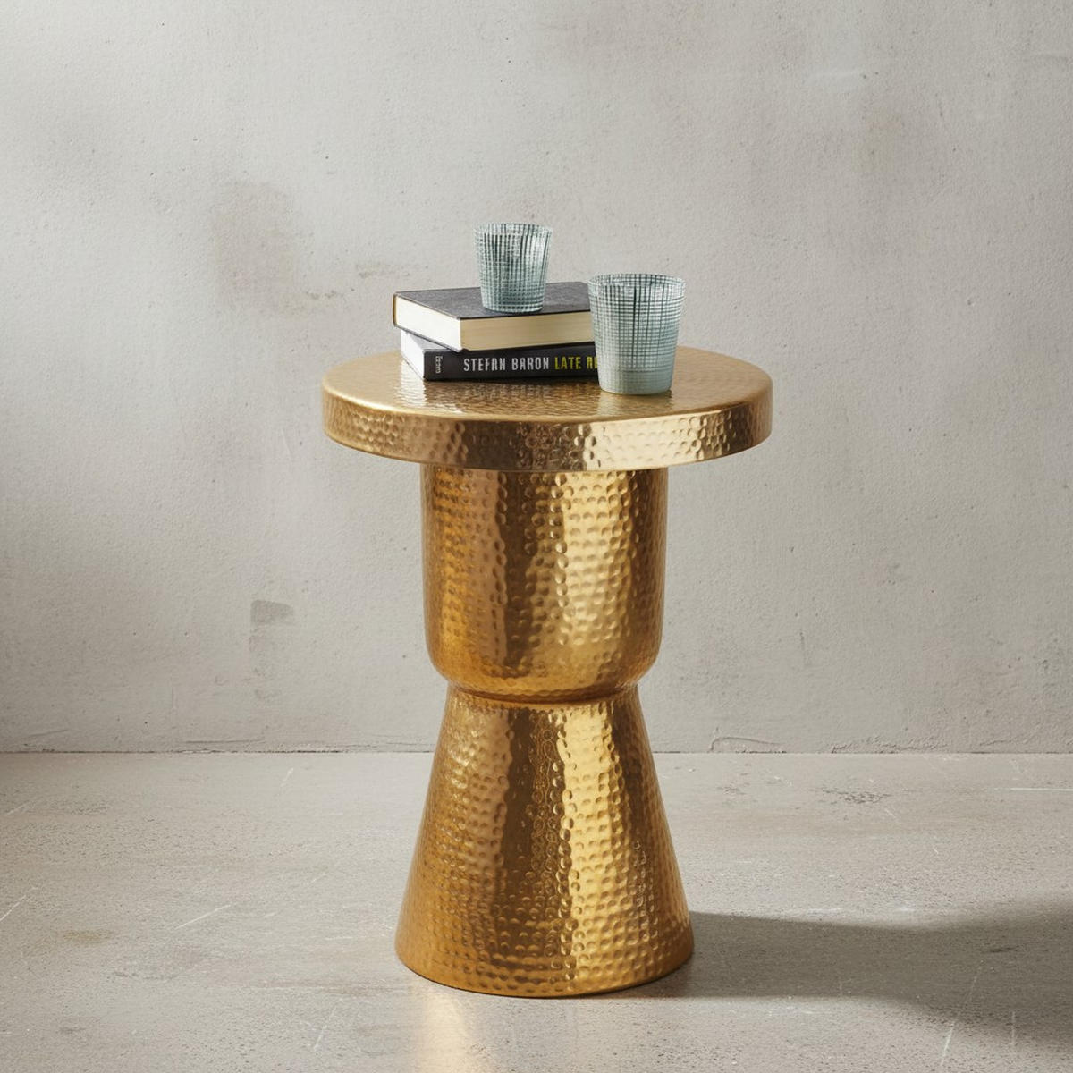 BEISTELLTISCH Aluminium Hammerschlag Orientalisch ENNS, Gold 43x43x59 cm - Goldfarben, Metall (43/43/59cm) - KADIMA DESIGN