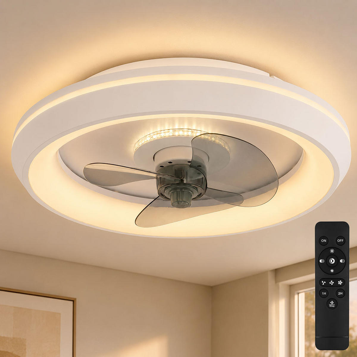 LED DECKENLEUCHTE JOEY Weiß Kunststoff - Weiß, Metall (48/48/13cm) - Globo Lighting