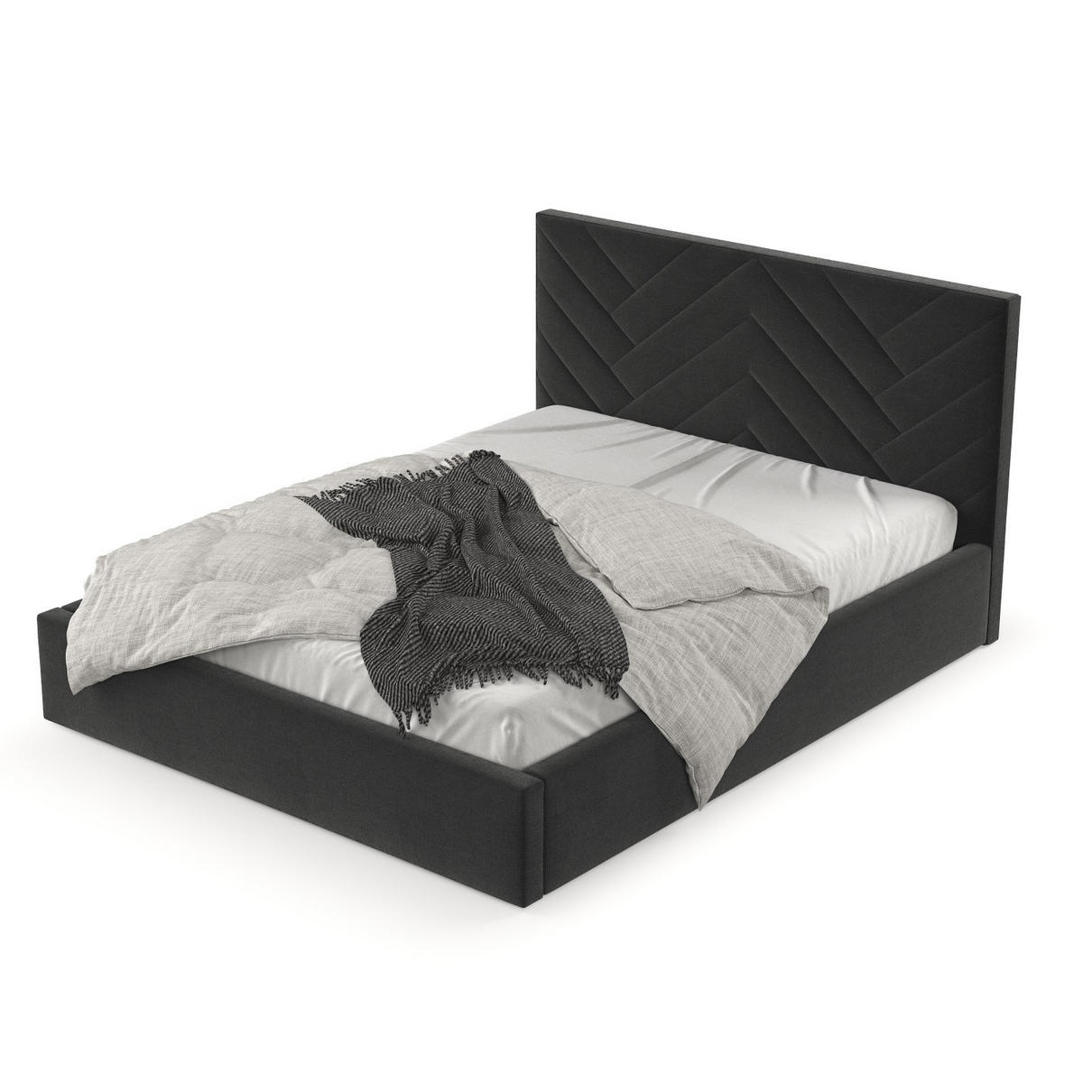 POLSTERBETT Arco 180/200 cm Schwarz im Asti Stoff - Schwarz/Naturfarben, Holz/Holzwerkstoff (180/200cm) - AltaBeds