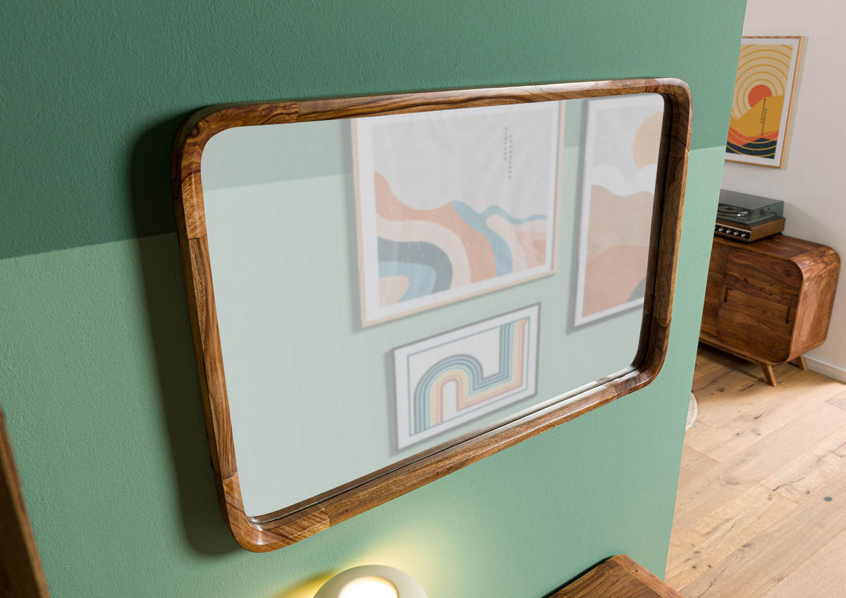 WANDSPIEGEL Sheesham 60x5x90 hellbraun lackiert MAILAND #140 - Braun, Holzwerkstoff (60/90/5cm) - Massivmoebel24