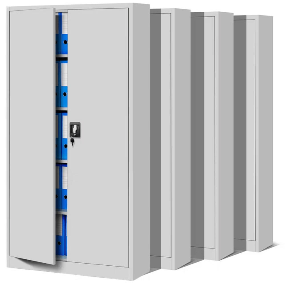 AKTENSCHRANK abschließbar 4er Set KADO 195x90x40cm Grau - Grau, Metall (90/195/40cm) - DELUKE