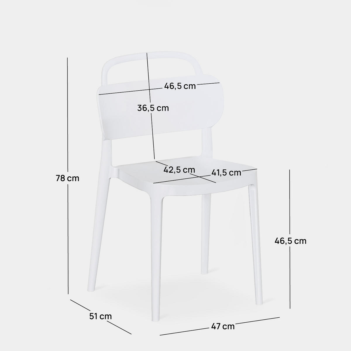 GARTENSTUHL Edda Weiß 47 cm x 78 cm 4er-Set - Weiß, Kunststoff (47/78/51cm) - Klast Home