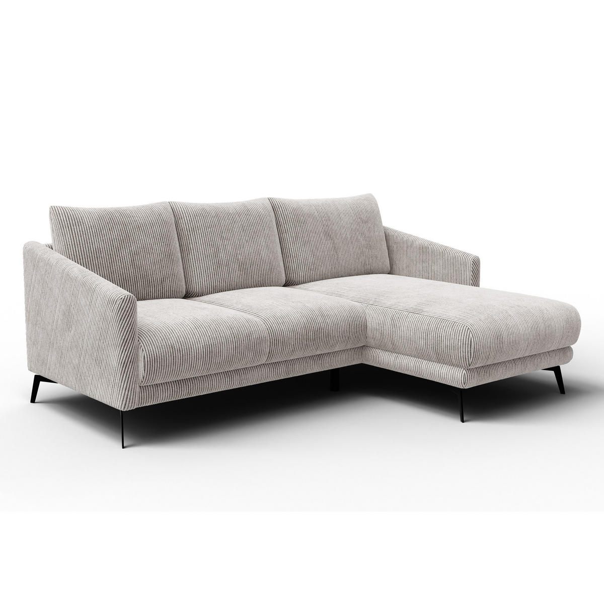 ECKSOFA VILT 3-Sitzer, perlweiß - Schwarz/Weiß, Holzwerkstoff/Textil (221/156cm) - Courtois Laville