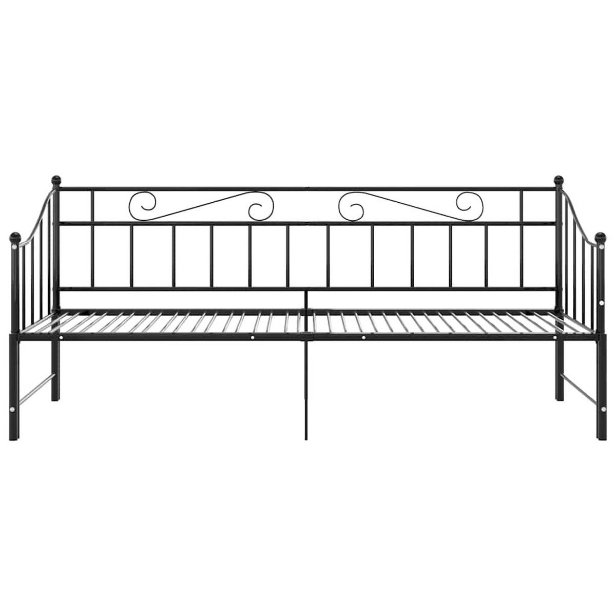 AUSZIEHSOFA Bettgestell Schwarz Metall 90/200 Cm - Schwarz, Naturmaterialien (90/200cm) - vidaXL