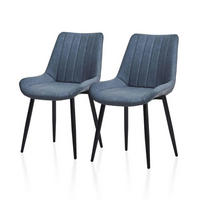 ESSZIMMERSTÜHLE 2er Set Kunstleder Blau mit Rückenlehne und Metallbeinen - Blau, Kunststoff (46/87/46cm)