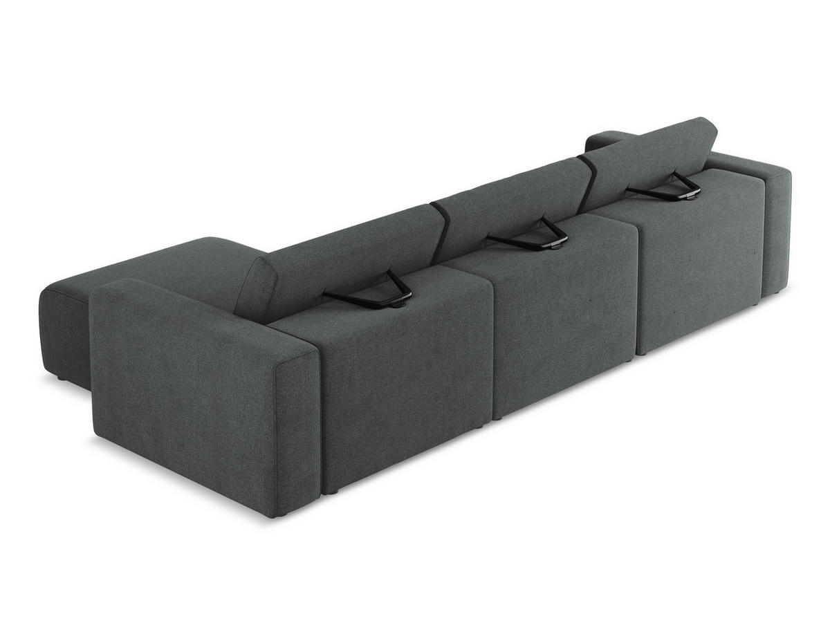 ECKSOFA Links Strukturstoff Stoff Grau - Schwarz/Grau, Kunststoff/Textil (314/167cm) - Makamii