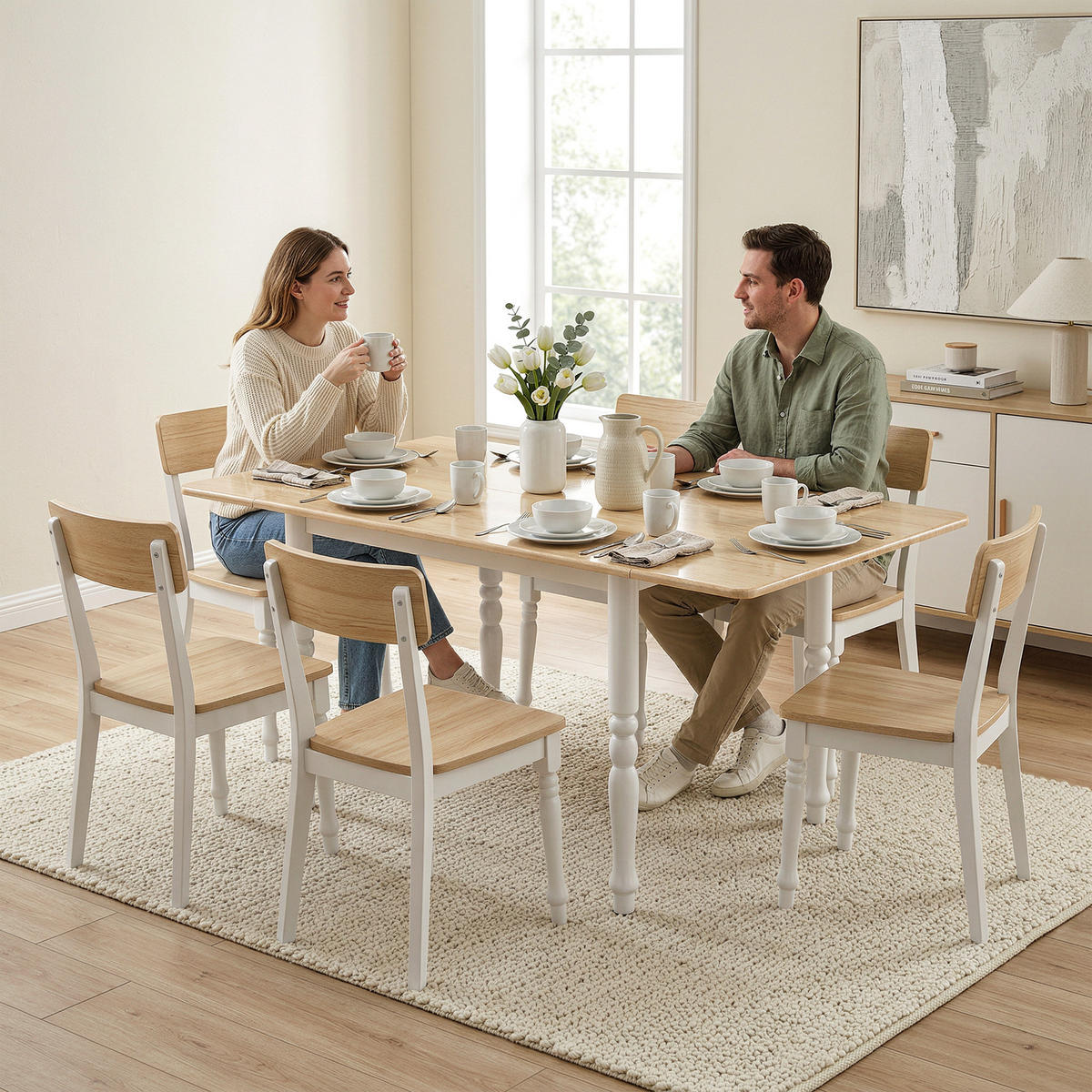 ESSTISCH Naturholz 1 Stück - Beige, Naturmaterialien (134/80/75cm) - GiPP