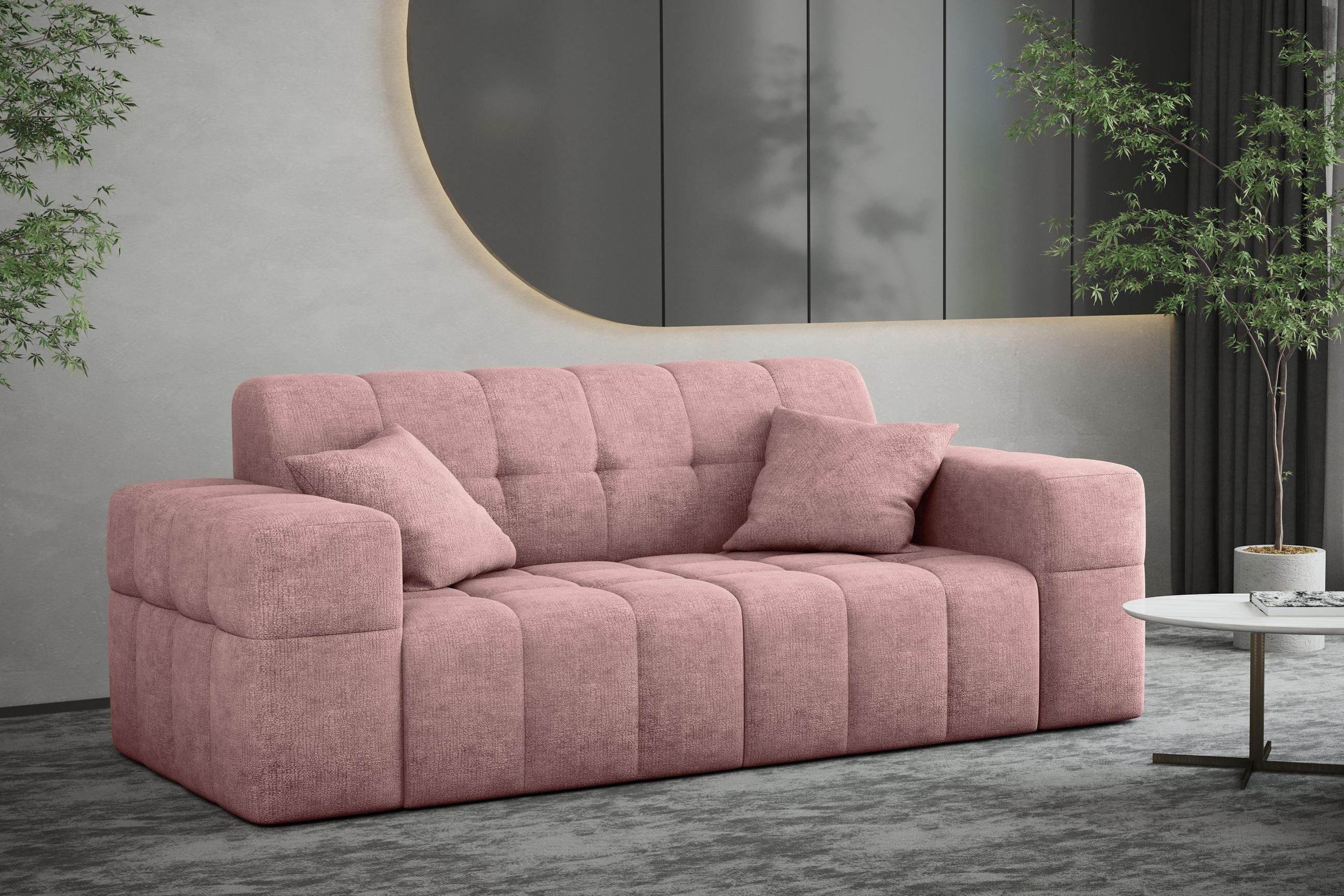 SOFA 2 Sitzer NIMES Stoff Perfect Harmony Rosa - Rosa, Holz/Kunststoff (183/82/92cm) - Kaiser Möbel