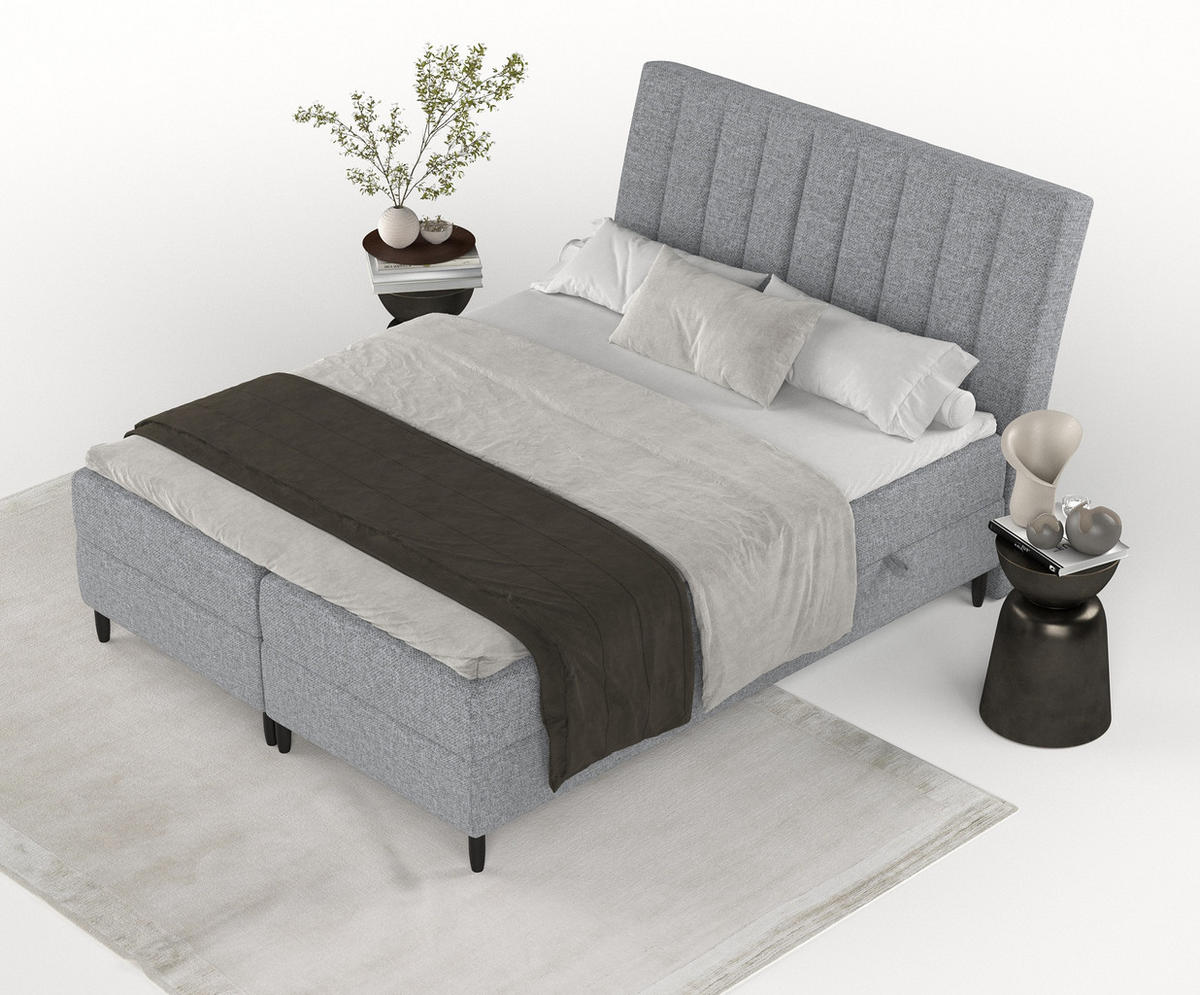 BOXBETT Merton Grau 180/200 cm - Schwarz/Grau, Holz/Holzwerkstoff (180/200cm) - Maison de Reve