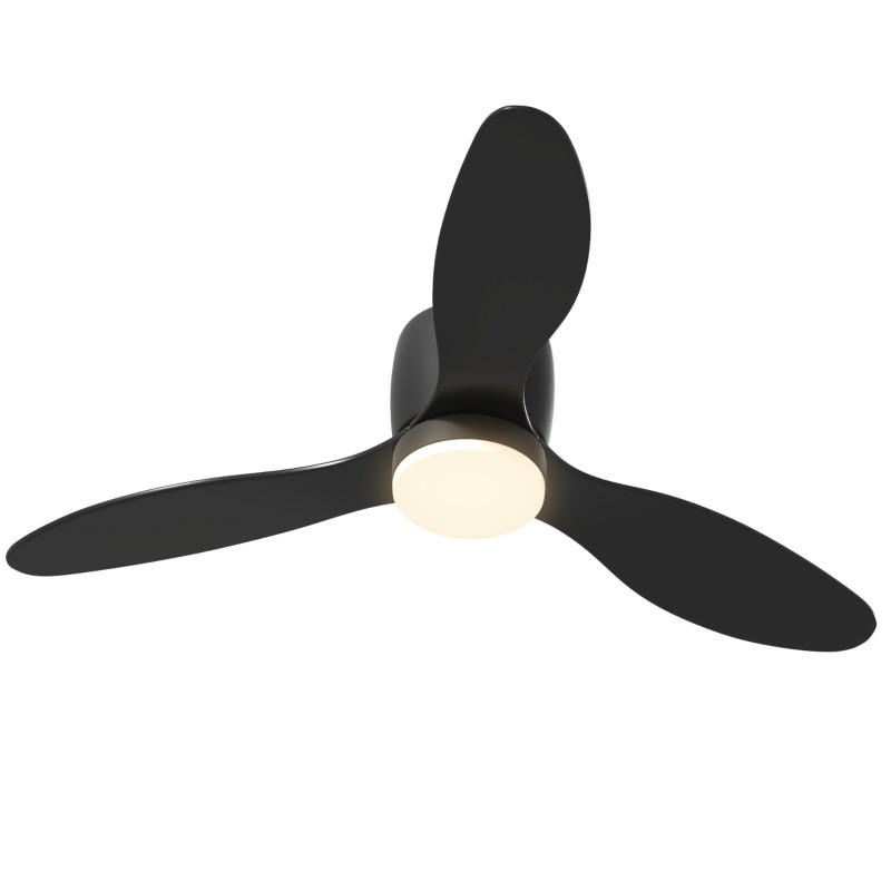 DECKENVENTILATOR 115cm LED Licht DC Motor 3 Flügel Timer - Schwarz, Kunststoff (115/115/20cm) - CASIVA