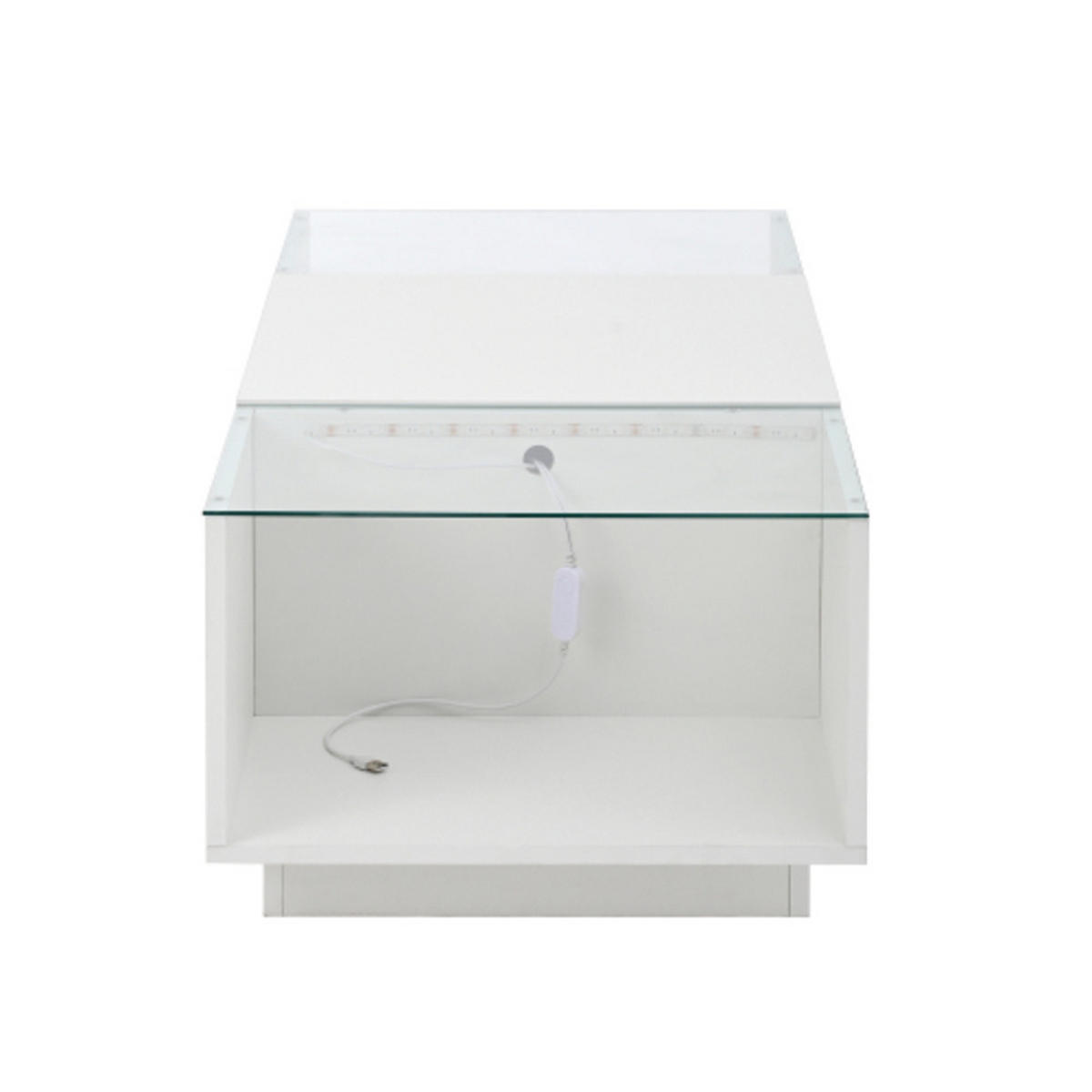 COUCHTISCH Weiß aus Spanplatte mit Bluetooth LED-Licht und Glasverkleidung 105×50×35 cm - Weiß, Holzwerkstoff (50/105/35cm) - Luhomfu