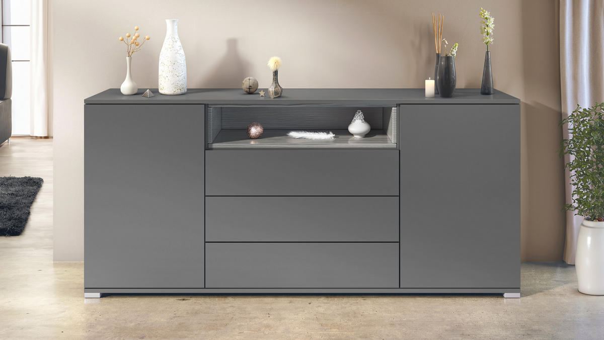 SIDEBOARD Skadu Avola-Anthrazit - Anthrazit, Holzwerkstoff (166.5/75.5/35cm) - Vladon