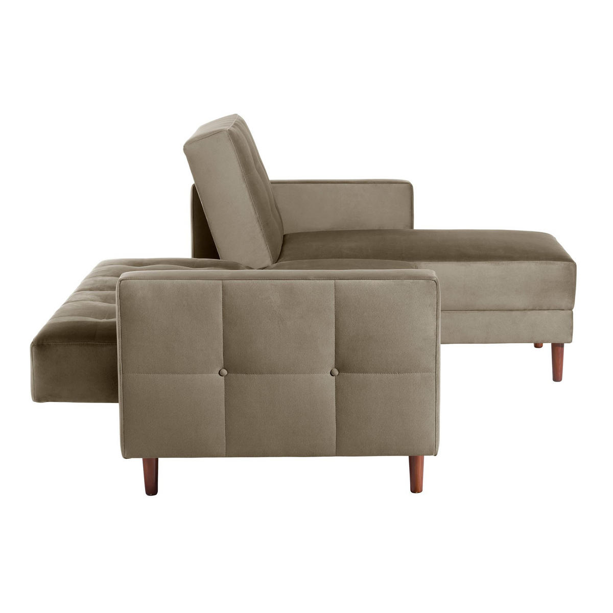 FUNKTIONSSOFA mit Hocker Katunia Samtvelours sahara - Sahara, Kunststoff (222/92/144cm) - 58aufmkessel
